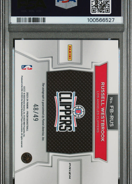 2023 Panini Prizm Fast Break Autographs Russell Westbrook #FBRUS Blue PSA 10