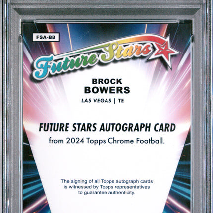 2024 Topps Chrome Future Star Auto Brock Bowers #FSABB Blue Refractor /150 PSA 9