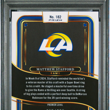 2024 Panini Select Matthew Stafford #182 White Shock PSA 10 /199