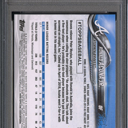 2018 Topps Update Ronald Acuna JR. #US250 Gold PSA 9 /2018