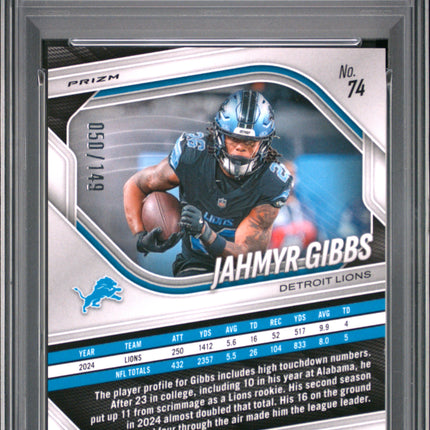 2025 Panini Prizm Jahmyr Gibbs #74 Red Wave PSA 10