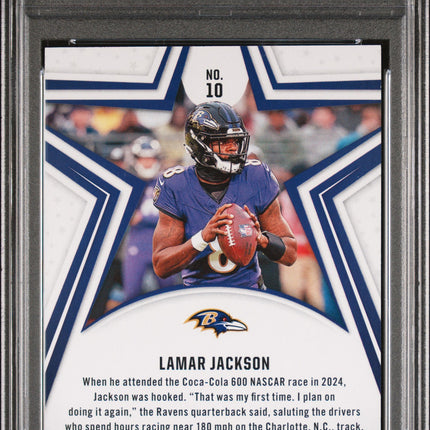 2024 Panini Rookies & Stars Lamar Jackson #10 Purple 298/299 PSA 10