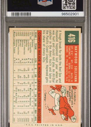 1959 Topps Haywood Sullivan #416 No Circle Copyright,U. S. A. PSA 3.5