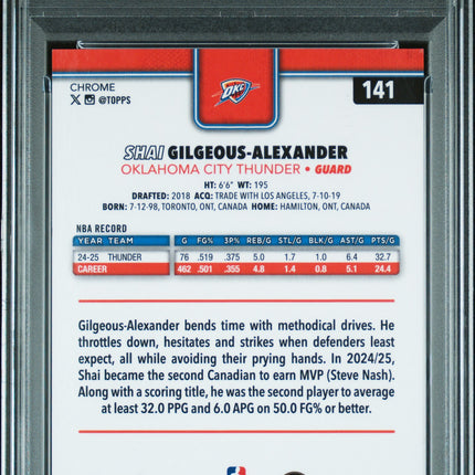 2025 Topps Chrome Shai Gilgeous-Alexander #141 Black Pulsar 03/10 PSA 9