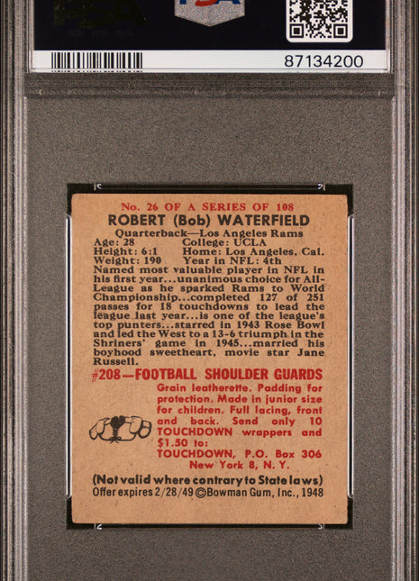 1948 Bowman Bob Waterfield #26 PSA 4