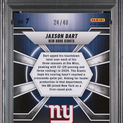 2025 Panini Mosaic Center Stage Jaxson Dart #7 Purple /49 PSA 9