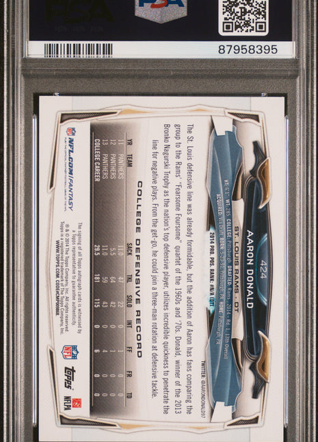 2014 Topps Aaron Donald #424 PSA 10 Helmet ssp Rc Auto