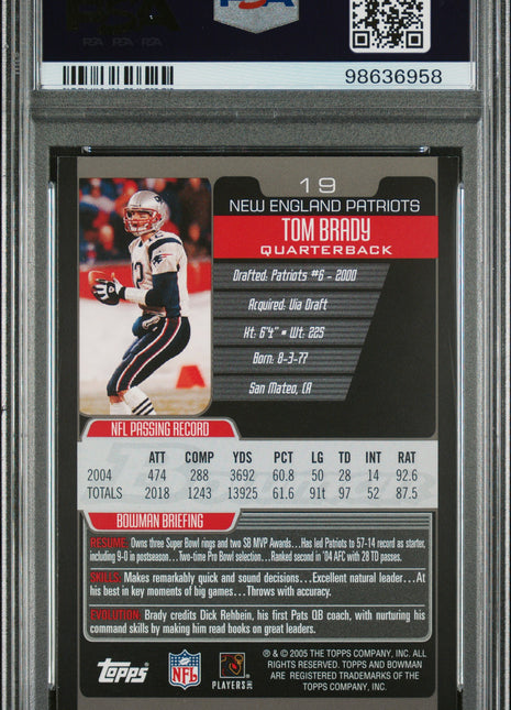 2005 Bowman Tom Brady #19 PSA 10