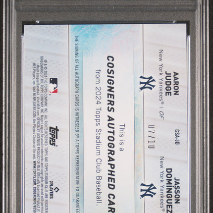 2024 Topps Stadium Club Co-Signers Jasson Dominguez Aaron Judge PSA 9 Auto /10