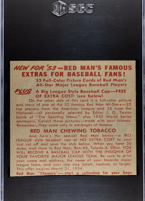 1953 Redman Tobacco Phil Rizzuto #AL-10 (Without Tab) SGC A