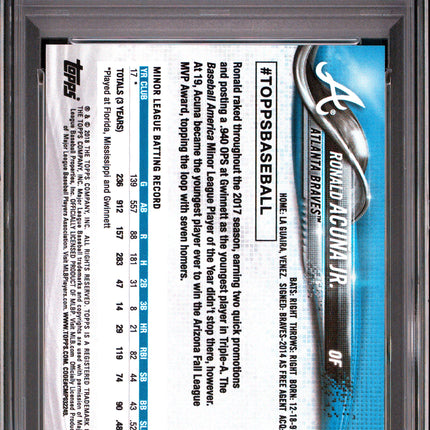 2018 Topps Ronald Acuna JR. #698 SP PSA 9 Bat Down