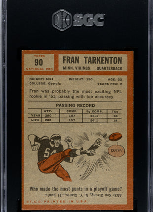 1962 Topps Fran Tarkenton #90 SGC 6