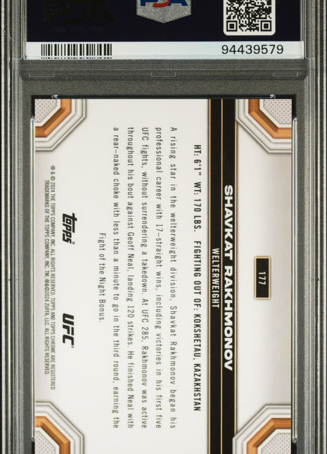 2024 Topps Chrome UFC Shavkat Rakhmonov #177 Red Refractor 2/5 PSA 10