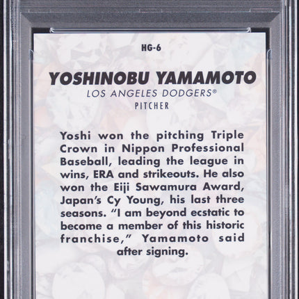 2025 Topps Hidden Gems Yoshinobu Yamamoto #HG6 Citrine 04/10 PSA 10