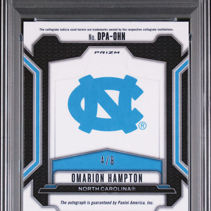 2025 Prizm Draft Picks Omarion Hampton #DPA-OHN DP Green Shimmer /8 PSA 10 Auto