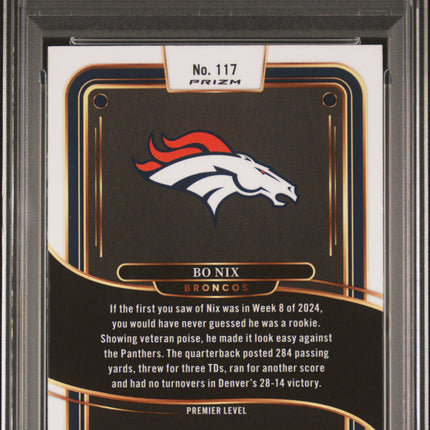 2024 Panini Select Bo Nix #117 Zebra Shock PSA 10
