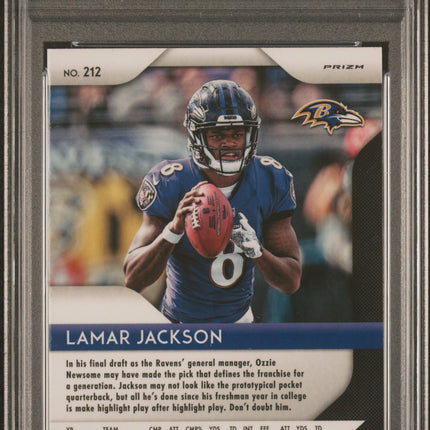 2018 Panini Prizm Lamar Jackson #212 Red White Blue PSA 9