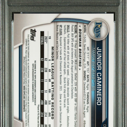 2023 Bowman Chrome Junior Caminero #CPAJCR Autograph PSA 8 Auto