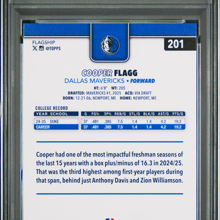 2025 Topps Cooper Flagg #201 PSA 10