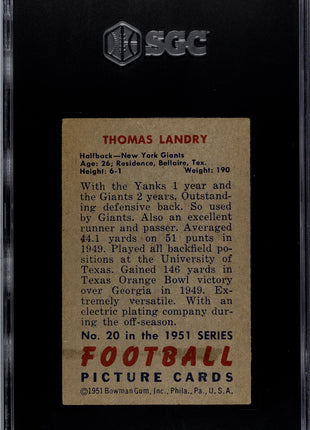 1951 Bowman Thomas Landry #20 SGC 1.5