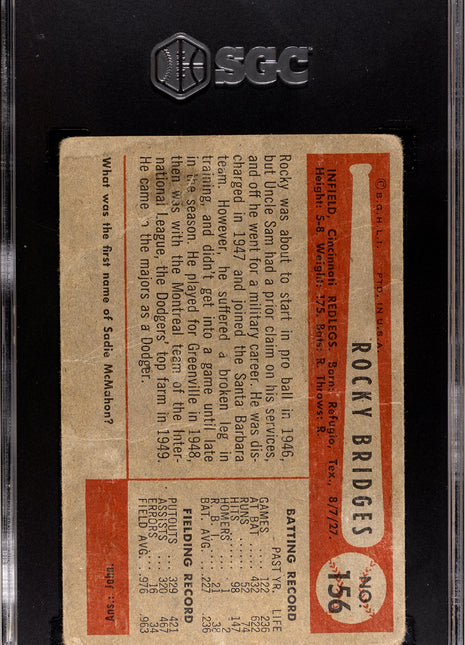 1954 Bowman Rocky Bridges #156 SGC 1