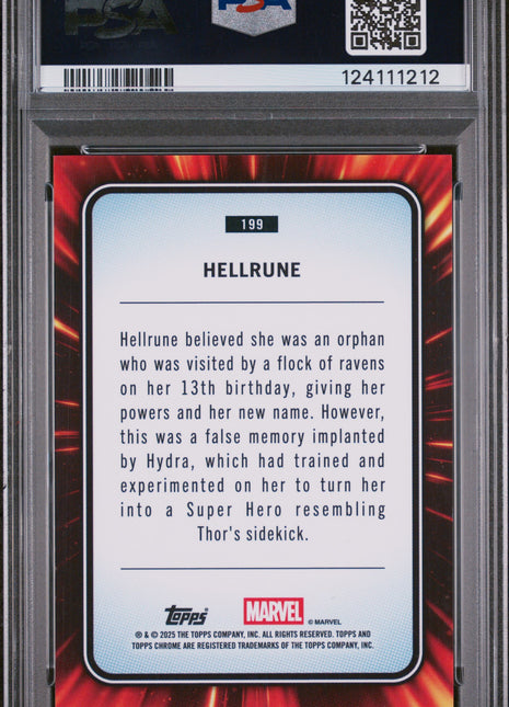 2025 Topps Chrome Marvel Hellrune #199 PSA 8