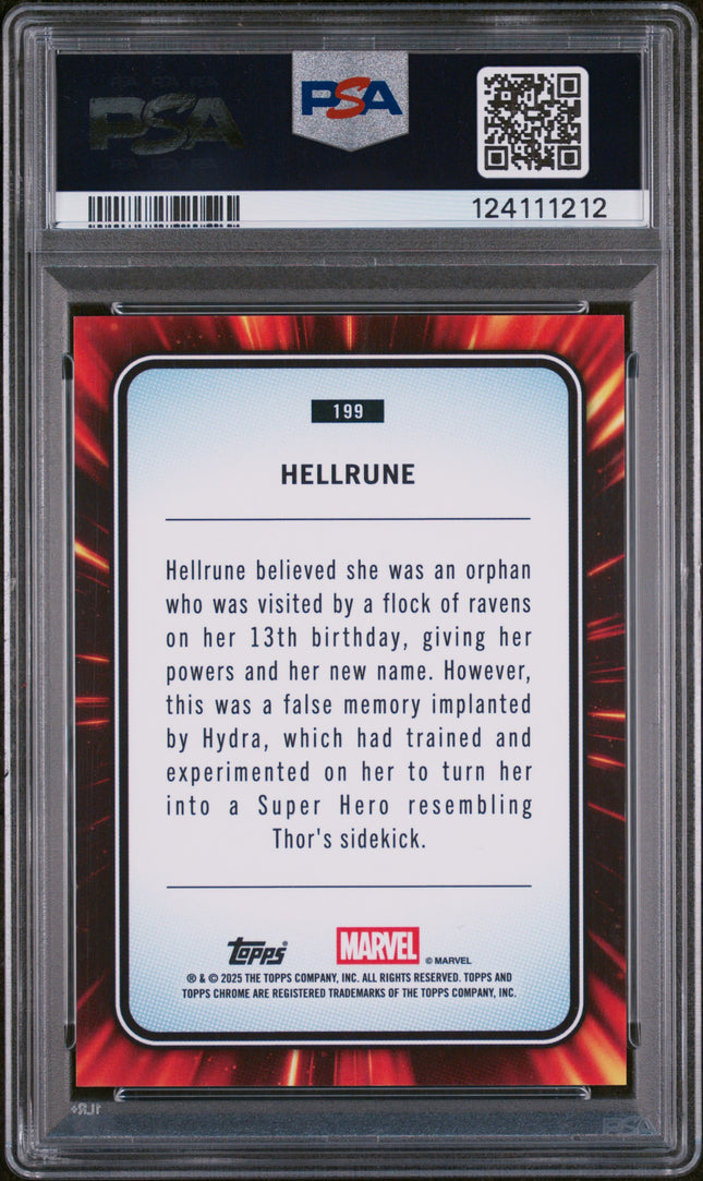 2025 Topps Chrome Marvel Hellrune #199 PSA 8