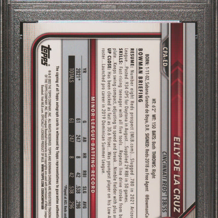2022 Bowman Chrome Prospect Elly De La Cruz #CPAED PSA 10 Auto