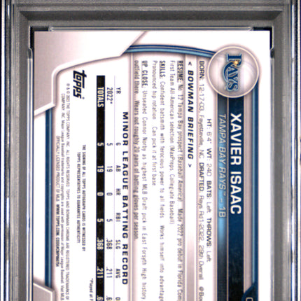 2023 Bowman Chrome Xavier Isaac #CPAXI Purple Refractor 016/250 PSA 10 Auto