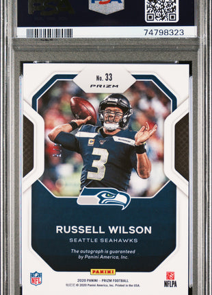 2020 Panini Prizm Sensational Signatures Russell Wilson #33 Camo PSA 9