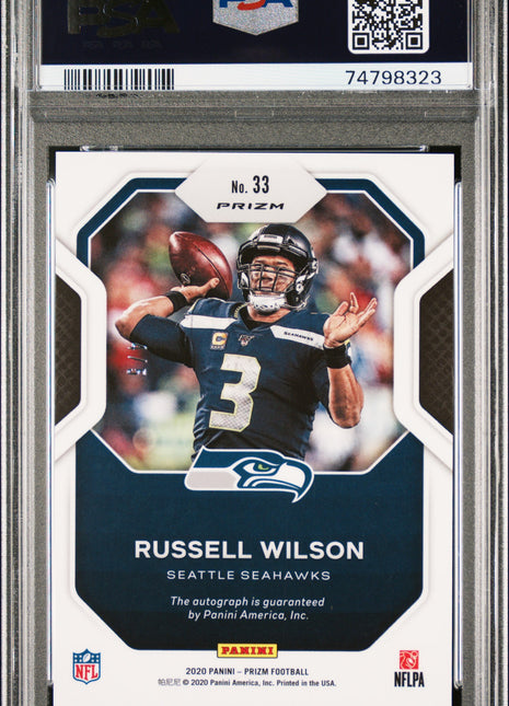 2020 Panini Prizm Sensational Signatures Russell Wilson #33 Camo PSA 9