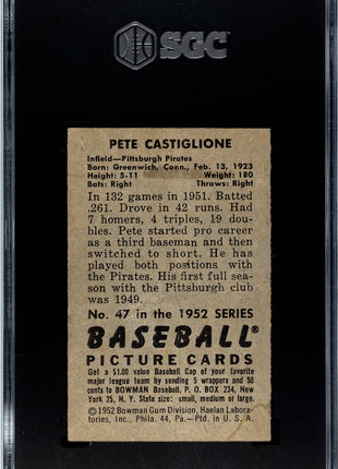 1952 Bowman Pete Castiglione #47 SGC 1