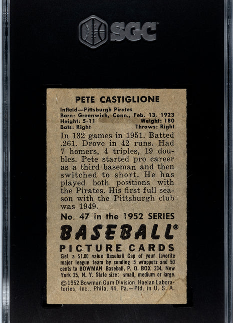 1952 Bowman Pete Castiglione #47 SGC 1