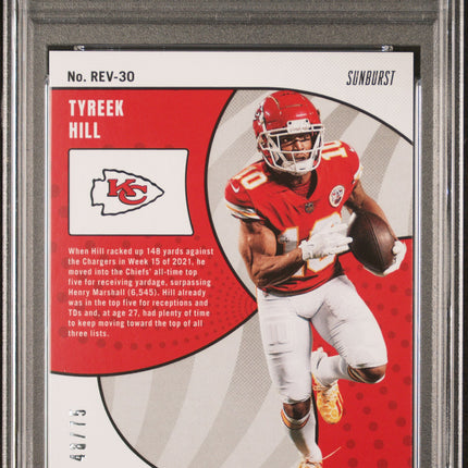 2021 Panini Chronicles Revolution Tyreek Hill #REV30 Sunburst PSA 10 /75