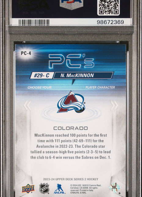 2023 Upper Deck Pc's Nathan Mackinnon #PC4 PSA 9 Gold Sparkle