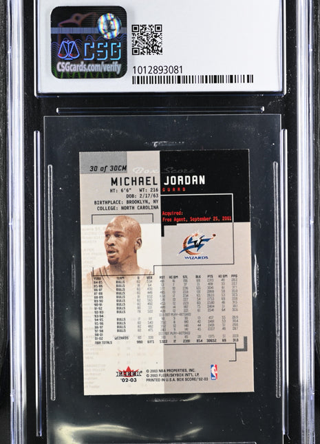 2002-03 Fleer Box Score Michael Jordan #CM30 Classic Miniatures CGC 8.5