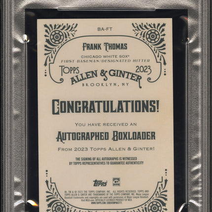 2023 Topps Allen & Ginter A & G Boxloader Frank Thomas #BAFT 08/15 PSA 9 Auto