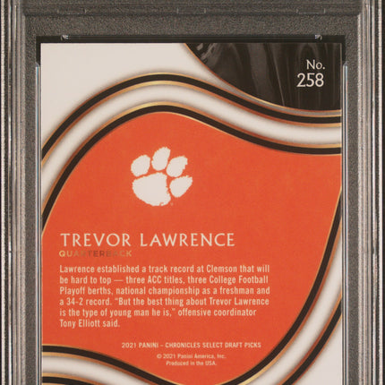 2021 Panini Chronicles Draft Picks Trevor Lawrence #258 PSA 10