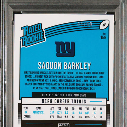 2018 Panini Donruss Optic Saquon Barkley #156 44/50 Red PSA 9 Auto