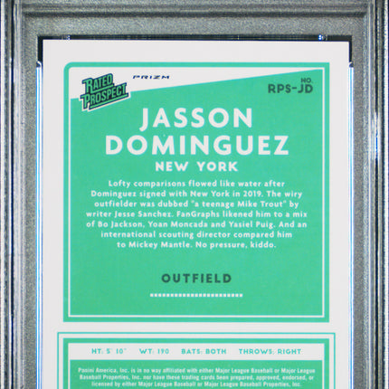 2020 Panini Donruss Optic Rated Prospects Jasson Dominguez #RPSJD SIG Holo PSA 9