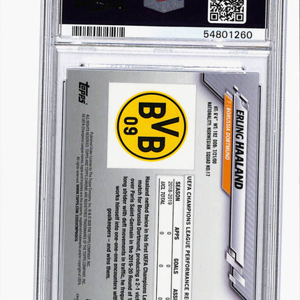 2019 Topps Chrome UEFA Champions League Sapphire Erling Haaland #74 PSA 10