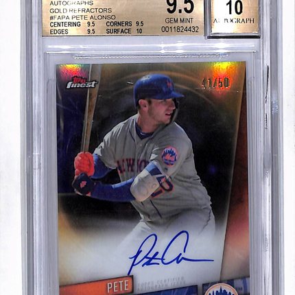2019 Finest Autographs Gold Refractors Pete Alonso #FAPA /50 BGS 9.5 10 Auto