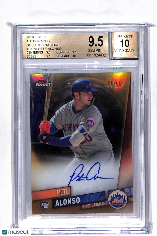 2019 Finest Autographs Gold Refractors Pete Alonso #FAPA /50 BGS 9.5 10 Auto