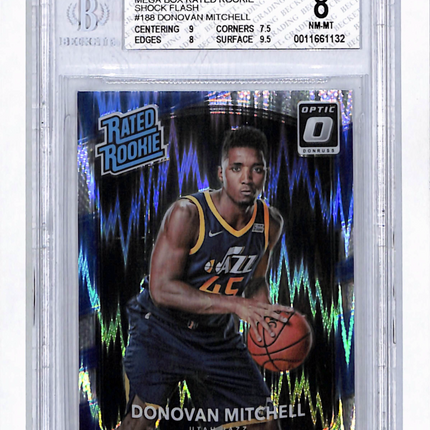 2017 Donruss Optic Rated Rookie Shock Flash Donovan Mitchell RR #188 BGS 8