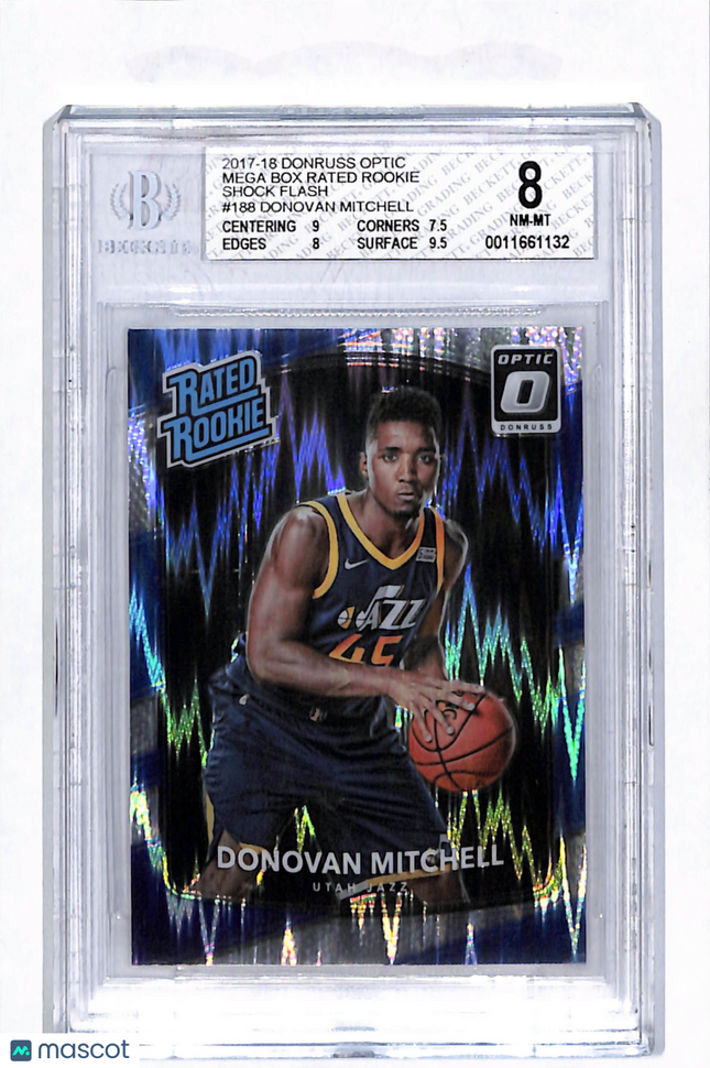 2017 Donruss Optic Rated Rookie Shock Flash Donovan Mitchell RR #188 BGS 8