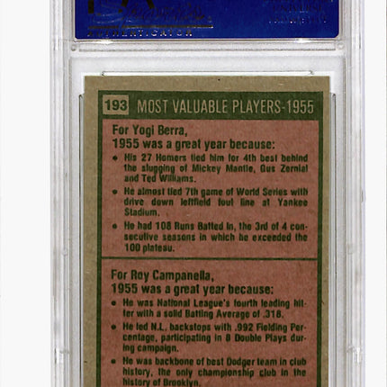 1975 Topps 1955-Mvp's #193 Yogi Berra Roy Campanella Oc PSA 8