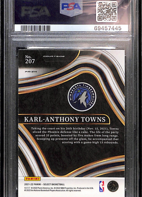 2021 Panini Select Karl-Anthony Towns #207 Zebra Prizm PSA 10