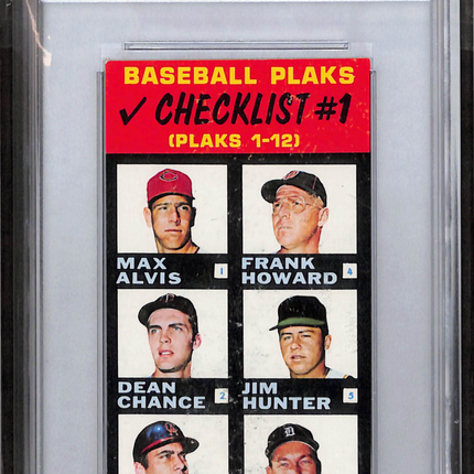 1968 Topps Plaks Checklist #1 Trimmed PSA A