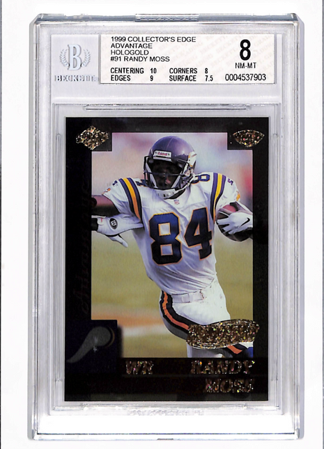 1999 Collector's Edge Advantage HoloGold Randy Moss #91 BGS 8