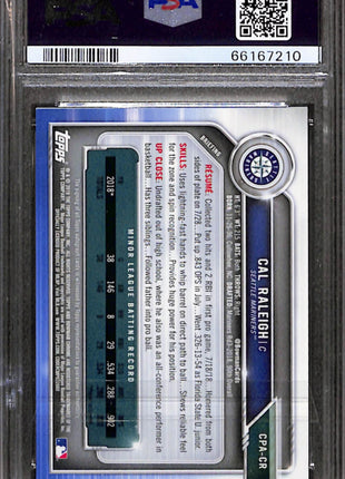 2019 Bowman Chrome Prospects Autographs Cal Raleigh #CPACR Blue Refractor PSA 9